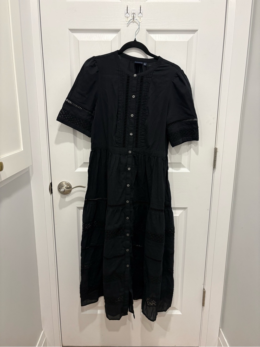 Gap Black Button-Front Midi Dress -#1284